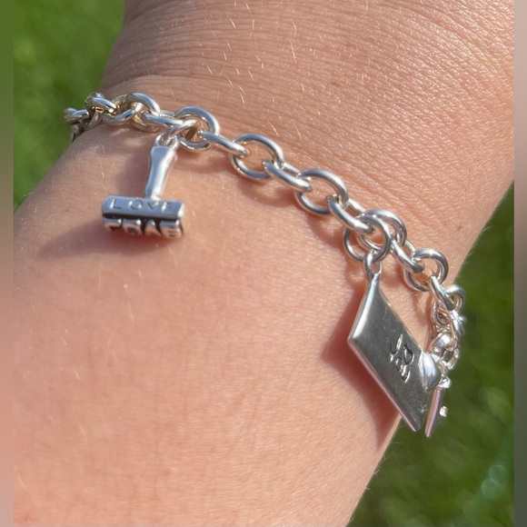 Vintage Cellini Sterling Silver Love Charm Bracelet - Picture 4 of 14